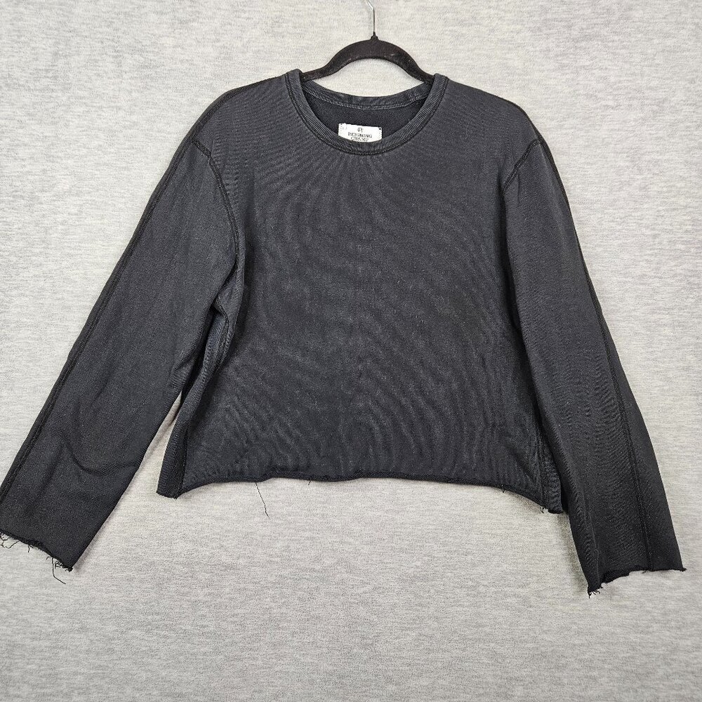 Reigning Champ Women’s Black Long Sleeve Cropped Sweatshirt Sz M